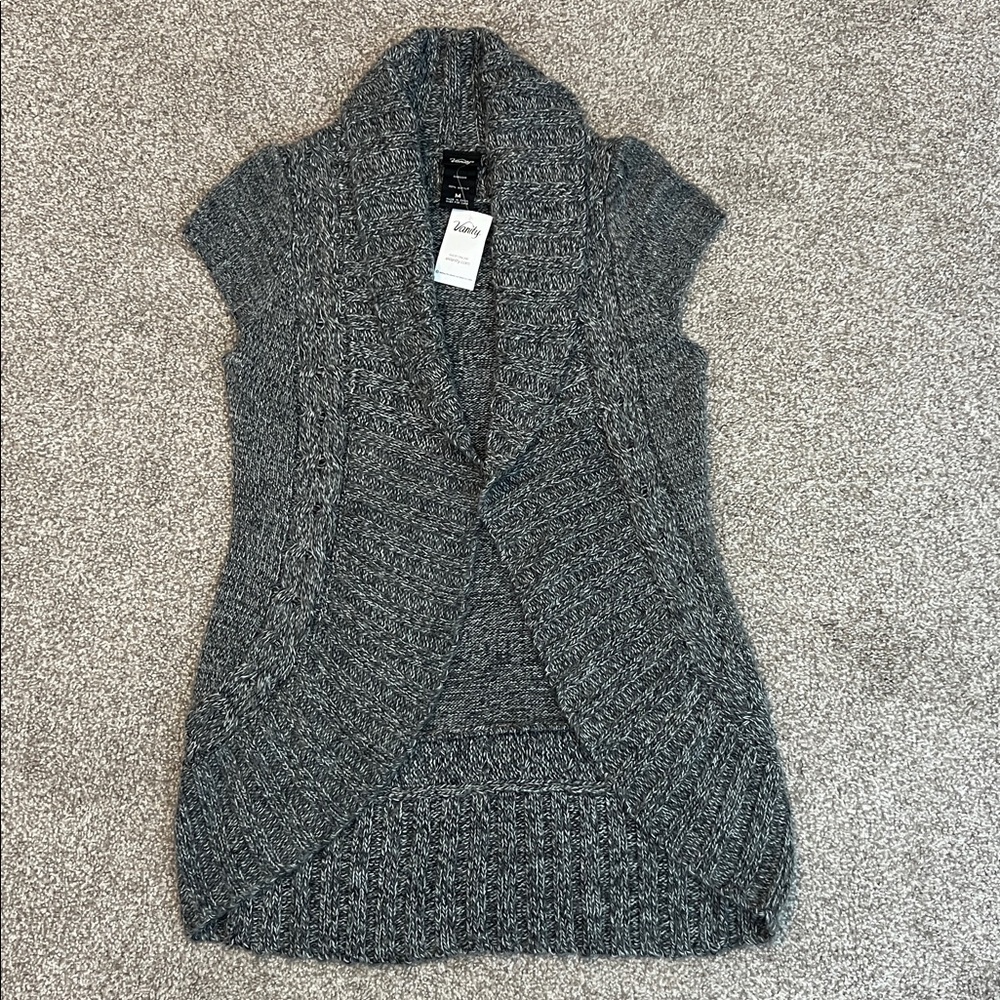 Vanity Charcoal Knit Sleeveless Cardigan - Picture 6 of 6